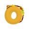 Letter O tacos. Mexican fast food font. Taco alphabet symbol. Me