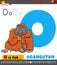 Letter O worksheet with cartoon orangutan animal