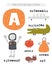 A letter objects and animals including astronaut, alligator, apple, apron