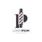 Letter P Barber Pole Logo Design Vector Icon Graphic