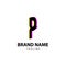 Letter P bright glitch for creative brand