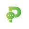 Letter P Chat Communicate Logo Design Concept With Bubble Chat Symbol