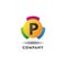 Letter P Cheerful Logo Concept, Colorful Alphabetical Logo Design Template