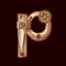Letter P from the complete set of characters of the font. Symbol of the Latin alphabet and English language