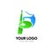Letter P Initial Golf Flag Logo Design Vector Icon Graphic Emblem Illustration