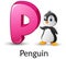 Letter P is for Penguin cartoon alphabet