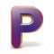 Letter P purple font yellow outlined 3D