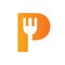 Letter P Restaurant Logo Combined with Fork Icon Vector Template