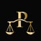 Letter P Scale Attorney Law Logo Design. Initial Pillar, Law firm, Attorney Sign Design On Letter P Concept Template