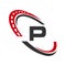 Letter P Transport Sign, Transportation Logo Design Template. Automotive Sport Road Logo Element