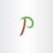 letter p vecror icon brown green symbol