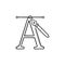 Letter A and pen tool hand drawn outline doodle icon.