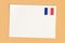 Letter Or Postcard From France: Blank White Card with French Flag Postage Stamp, 3d Illustration