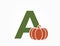 letter a with pumpkin. vegetable alphabet logo. harvest and agriculture design. halloween symbol