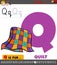 Letter Q from alphabet with cartoon quilt object