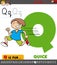 Letter Q from alphabet with quick word cartoon