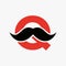 Letter Q Barbershop Logo Design. Hairstylist Logotype For Mustache Style and Fashion Symbol