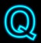 Letter Q neon lights outlined isolated on black