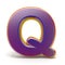 Letter Q purple font yellow outlined 3D