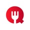 Letter Q Restaurant Logo Combined with Fork Icon Vector Template