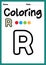 Letter r alphabet coloring page for preschool, kindergarten