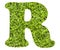 Letter R - Artificial green grass background. Top view