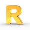 The letter R as a polished golden object with clipping path