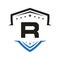 Letter R Automotive Shield Logo Vector Template. Transportation Logo Symbol