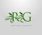 Letter R, G and RG Green Leaf Logo Design. monogram logo. Simple Swirl Green Leaves Alphabet Icon