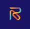 Letter r with glowing multi color logo