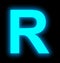 Letter R neon light full isolated on black