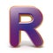 Letter R purple font yellow outlined 3D