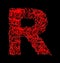 Letter R red artistic fiber mesh style isolated on black