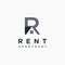 Letter R for rent property logo icon vector template