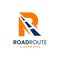 Letter R for road route logo design template