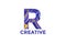 Letter R Trendy Acrylic Fluid Vector Logo