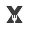 Letter X Restaurant Logo Combined with Fork Icon Vector Template