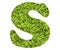 Letter S - Artificial green grass background. Top view