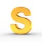 The letter S as a polished golden object with clipping path