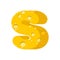 Letter S cheese font. Symbol of cheesy alphabet. Dairy Food type