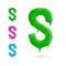 Letter S logo. Green, blue and pink character with drips. Dripping liquid symbol. Isolated vector.