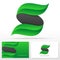 Letter S logo icon design template. Emblem with green leaves.