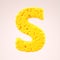 Letter S made of color shapes. Luminous yellow balls. English alphabet 3D rendering. Glass surface. Broken into pieces. Letter S