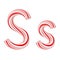 Letter S Mint Candy Cane Alphabet Collection Striped in Red Christmas Colour . 3d Rendering