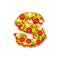 Letter S pizza font. Italian meal alphabet. Lettring fast food