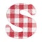 Letter S - Red checkered napkin background - Top view