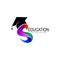 Letter s and toga hat in education logo design