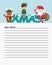 Letter for Santa Claus. Santa, reindeer and elf with the word xmas.