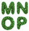 Letter set M, N, O, P made of realistic 3d render green diamond. Collection of Diamond alphabet