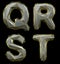 Letter set Q, R, S, T made of realistic 3d render silver color. Collection of gold low polly style